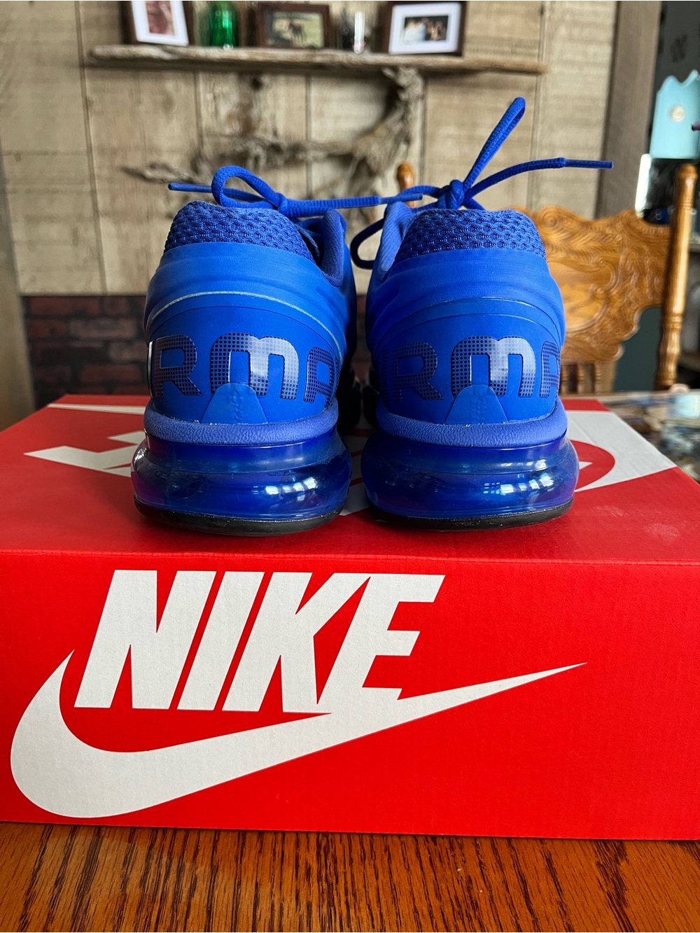 Nike Blue Mesh Air Max 2013 Sneakers with Black Swoosh - Picture 2 of 6